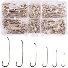 360 PCS Fly Tying Hooks Kit, Long Shank Aberdeen, Size 2-12, Dry Wet Streamer