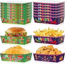 12pcs Fiesta Mexican Food Trays, Disposable Fiesta Nacho Popcorn Snack Trays for