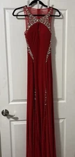 Bicici & Coty Women’s Small Red Formal Prom Dress Sparkling Rhinestone Sequins ￼