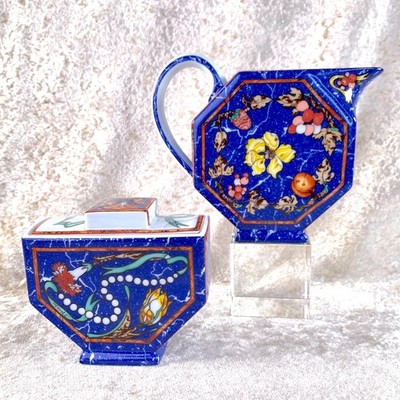 Hermes Marqueterie de Pierres d'Orient et d'Occident Sugar Bowl Creamer Set of 2
