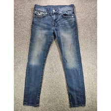 True Religion Geno Relaxed Slim Jeans Mens 30x32 Blue Denim Made in Mexico