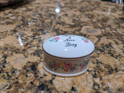 Staffordshire England Fine Bone China Trinket Box Have A Nice Day