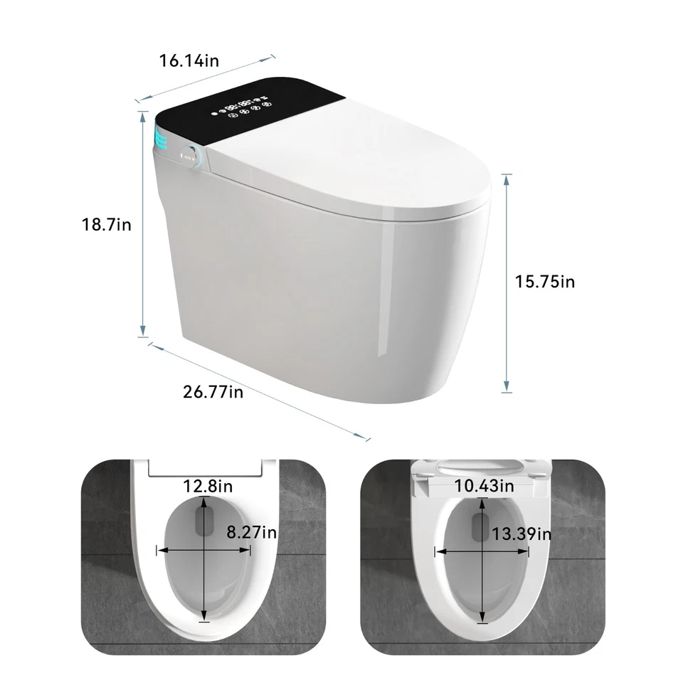 White Smart Toilets with Heated Bidet Seat. Portable toilet with bidet built. - Image 2 of 4