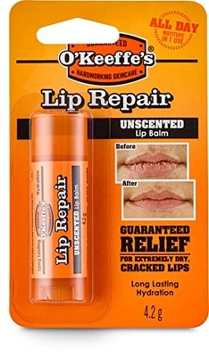O'Keeffe's Lip Repair Unscented Lip Balm, 4.2g – For Extremely Dry, Cracked