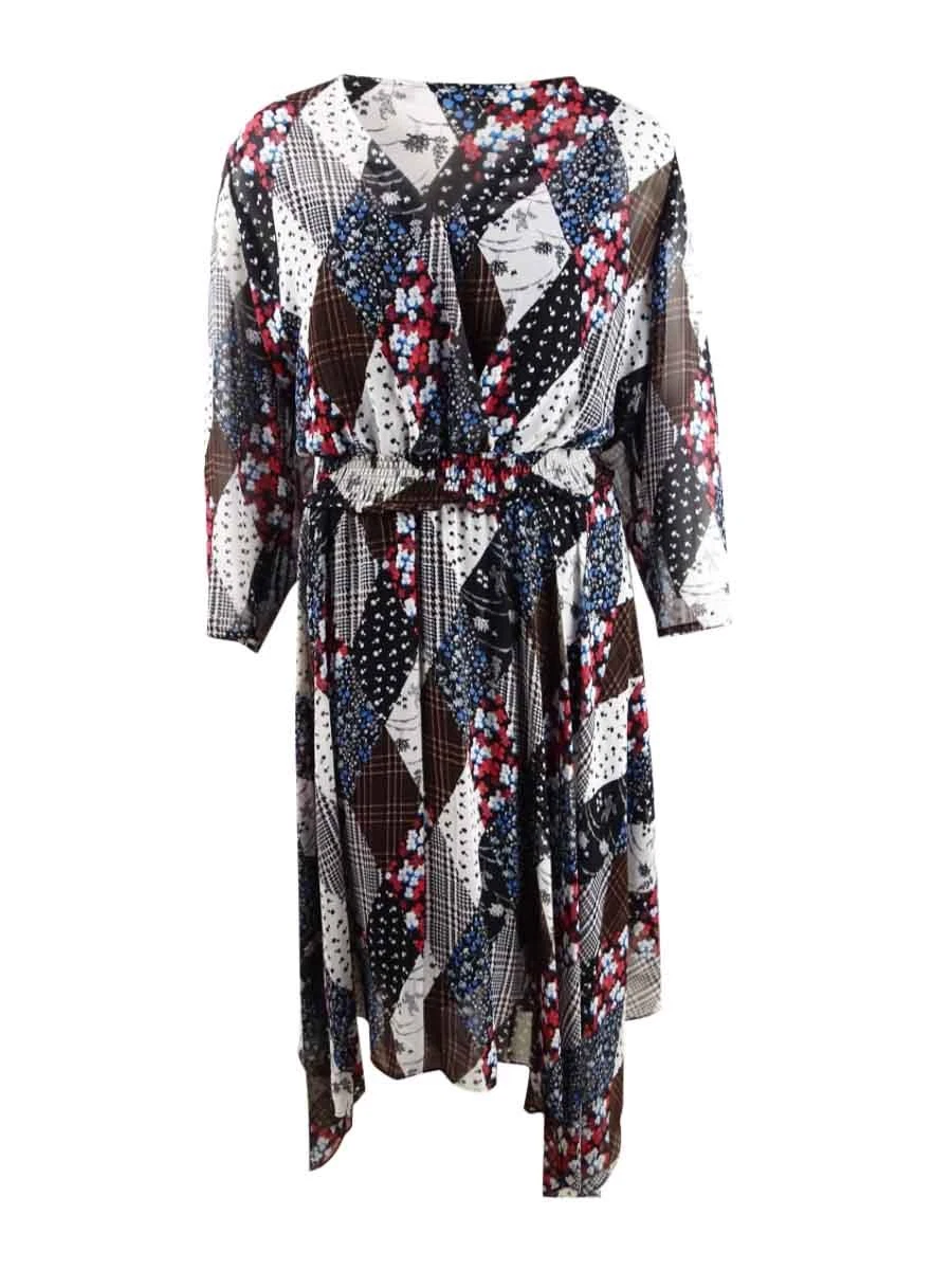 tommy hilfiger flocked midi dress Pleated Mix Media Midi Dress