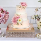 GOLD METAL 16" wide Cake Stand with Crystal Beads Party Wedding Reception SALE