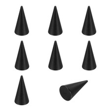 Wood Cone Ring Holder, 8 Pcs Finger Jewelry Display Stand, Black 50x25mm