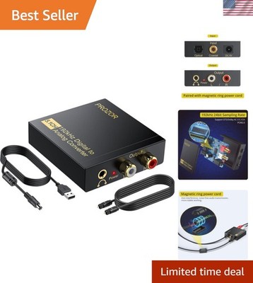 192Khz Digital to Analog Audio Converter Support 5.1CH Optical to RCA Convert...