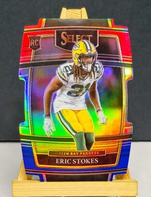 2021 Select #88 Eric Stokes RC RED & BLUE PRIZM Diecut Packers Rookie Card