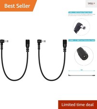 2-Pack 5.5mm x 2.1mm Right Angle DC Power Extension Cords - Ideal for CCTV Setup