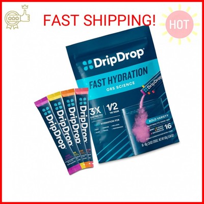 DripDrop Hydration: Electrolyte Powder Packets, Watermelon, Berry, Orange, Lemon