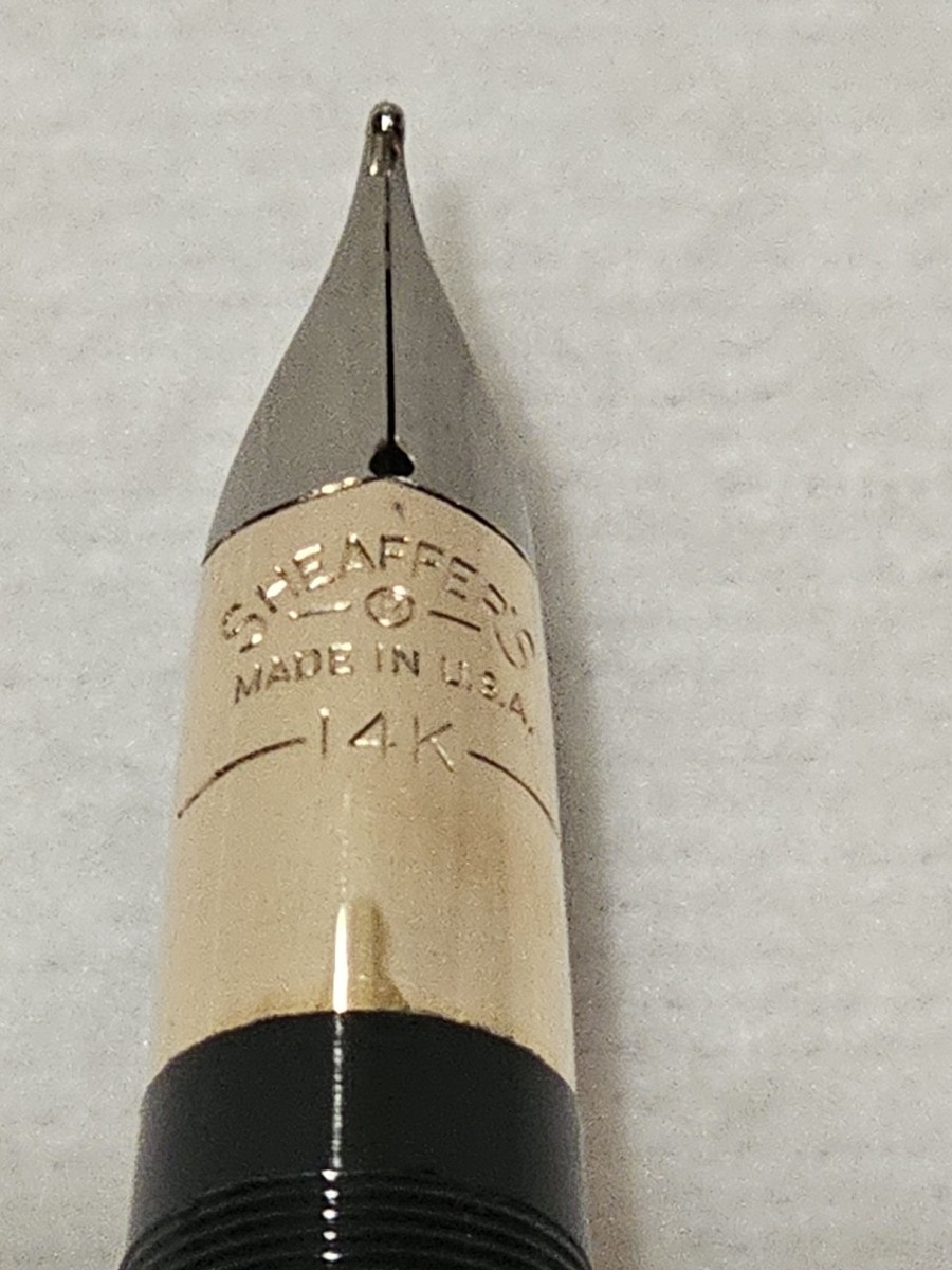 Vintage Sheaffer White Dot Black & Gold Tone Fountain Pen With 14K