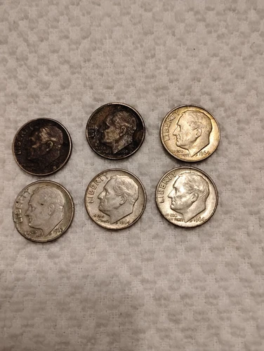 (Lot Of 6) Roosevelt Dimes 90% Silver 1963 & 1964