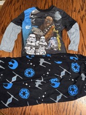 Boys Size 6 Disney Star Wars Long Sleeve Fleece Thermal 2 Piece Pajama Set R2D2