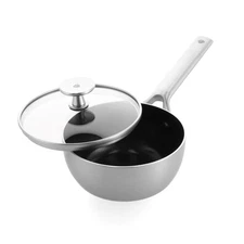 Cookware Tri-Ply Stainless Steel Ceramic Nonstick, 1.27 QT Chef Sauce Pan wit...