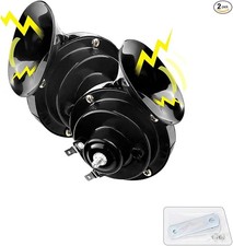 2PCS 300DB Super Loud Horns, 12V Waterproof Air Horns Replacement-Black