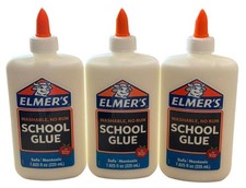 Elmer's School Glue Washable, No Run Safe Nontoxic 7.625 fl oz New 3 Pack