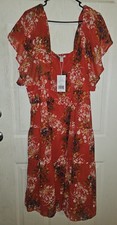 Plus Size Red Floral Dress Sz 3x NWT Spring Summer