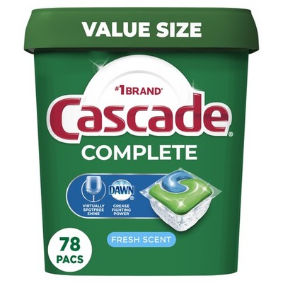 Cascade Complete Dishwasher Pods - Fresh Scent 78 Count (Pack of 1), White