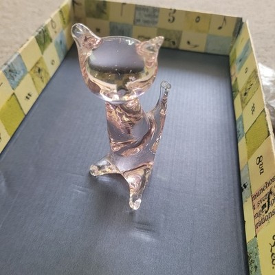 Clear Pink Glass Cat