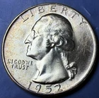 1952-D Washington Quarter 90% Silver Lightly Toned Brilliantly Uncirculated #2
