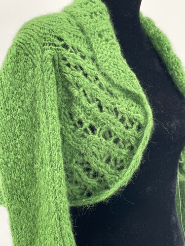 United Colors Of Benetton Mujer Boho Shrug Suéter Pequeño Verde Abierto Tejido Mohair - Imagen 7 de 19