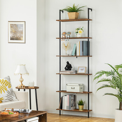 HOOBRO 6-stöckiges DIY Bücherregal Leiterregal Regal aus Spanplatten Standregal