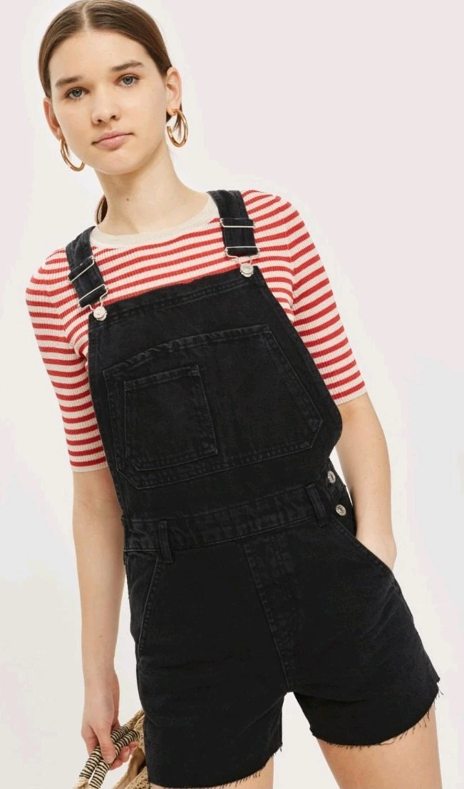 Topshop denim short dungaree in brown | ASOS