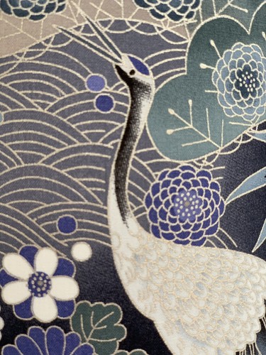 Cranes Birds Lamp Shade Oriental Japanese Fabric Grey Sage Green Silver Purple - Picture 4 of 11