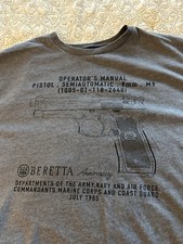 BERETTA Anniversary M9 Firearm Gun Logo Men's Gray T-Shirt Size Large NWOT