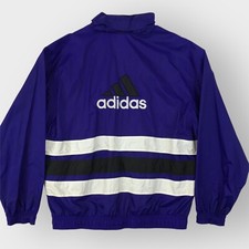 Vintage Adidas Windbreaker Jacket Spell-out Full Zip Mens Size XL Hidden Hood