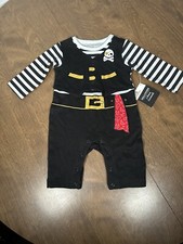 Halloween Newborn 0-3 Months Pirate Baby Costume 1 Piece Overall Snaps NWT