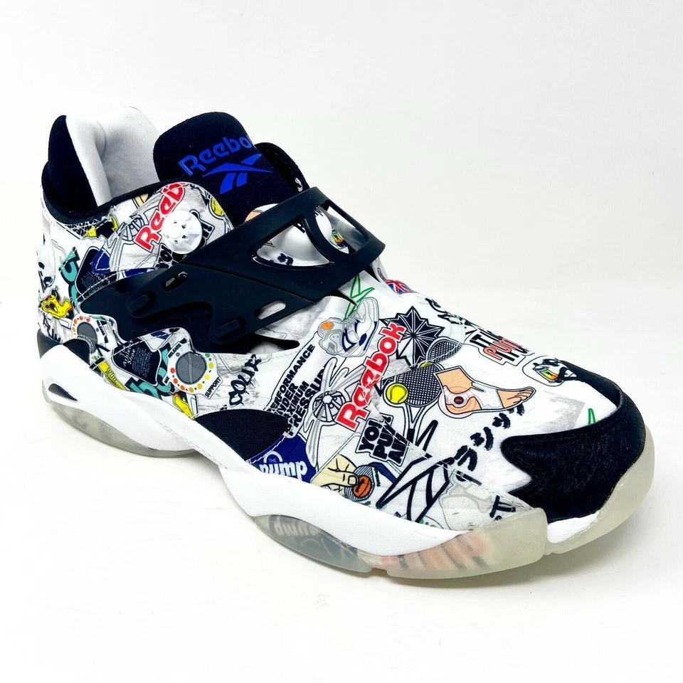 Reebok Pump Court Stricker City Graffiti Black White Mens Shoes Sneakers FW7826 - Image 2 of 4