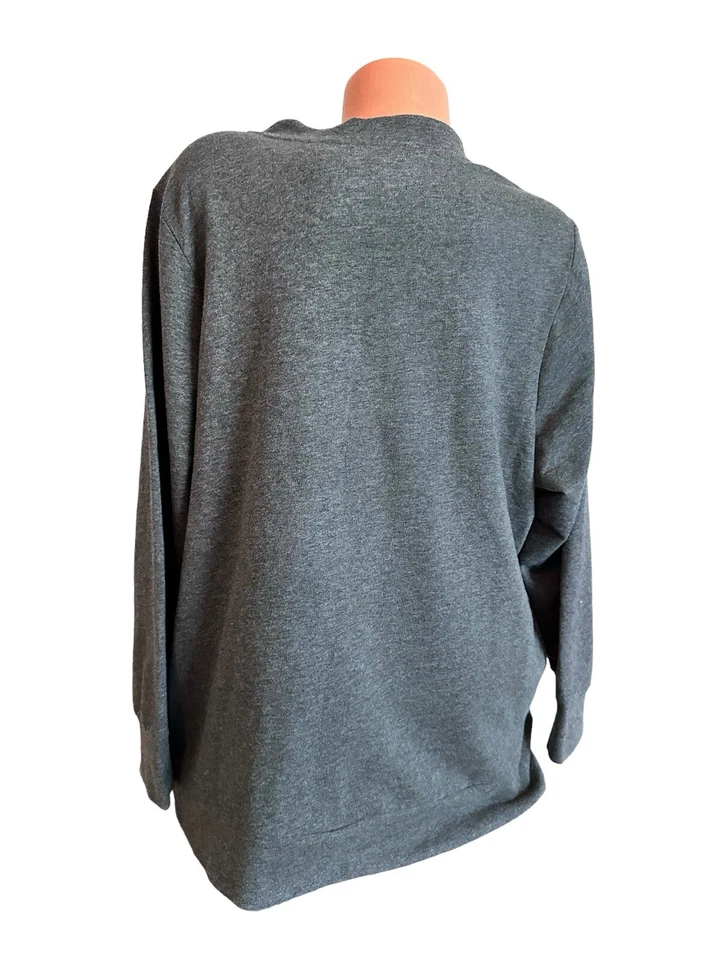 Quacker Factory Sequin Swirl Terry Bomber Jacket Gray Charcoal Full Zip 1X - Image 2 of 4