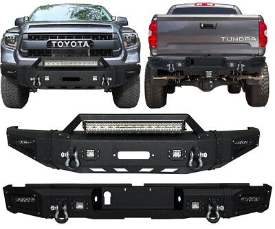 Vijay For2014-2021 Toyota Tundra Steel Front/Rear Bumper W/Winch Plate&LED Light