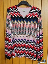 Boden colourful chevron ample pleated long sleeves blouse, size 18, Vgc, read