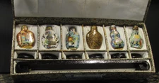 Vintage Peoples Republic of China Set of Six Cloisonne Enamel Snuff Bottles