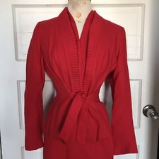 1960s Lipstick Red Lilli Ann Suit Ruffles