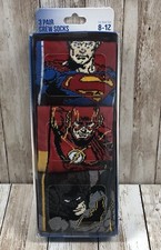 New Men s Bioworld 3 Pair Crew Socks Justice League Superman Batman Size 8-12