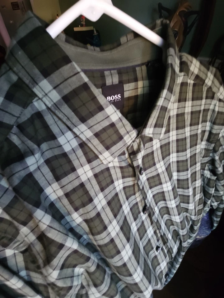 Camisa social Hugo Boss slim masculina HUNTER GREEN xadrez XL (slim slim fit) - Imagem 4 de 4