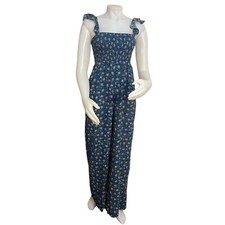Blue Flower Jumpsuit Women s sz S- Nwot