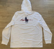 Polo Ralph Lauren Men  s Big Pony Graphic Hooded Cotton T-Shirt Tee White NWT XL