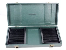 Twin Compartment Stereo Realist viewer and slide storage case Green color