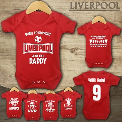 Liverpool Personalised Baby Vest Suit Grow Football - Klopp Salah