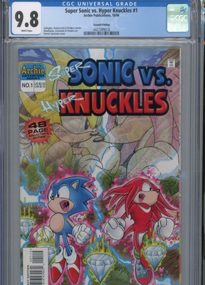 SUPER SONIC VS. HYPER KNUCKLES #1 MT 9.8 CGC WHITE PAGES RARE 2ND PRINTING