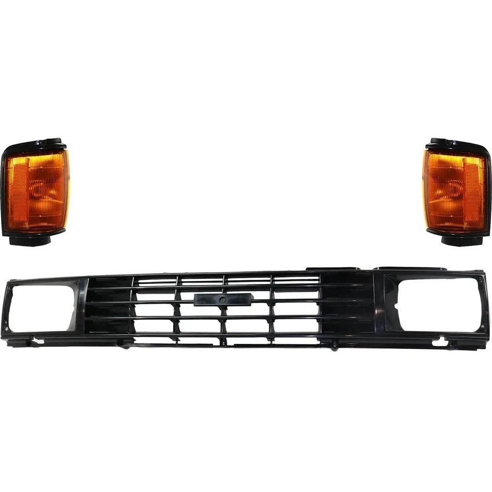 NEW FRONT BLACK GRILLE AND PARK LIGHT LEFT RIGHT 3PC FOR 1984-1986 TOYOTA PICKUP - Изображение 2 из 4