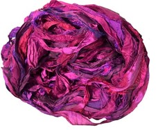 100g Sari Silk Ribbon craft ribbon yarn, jewelry making Mulberry