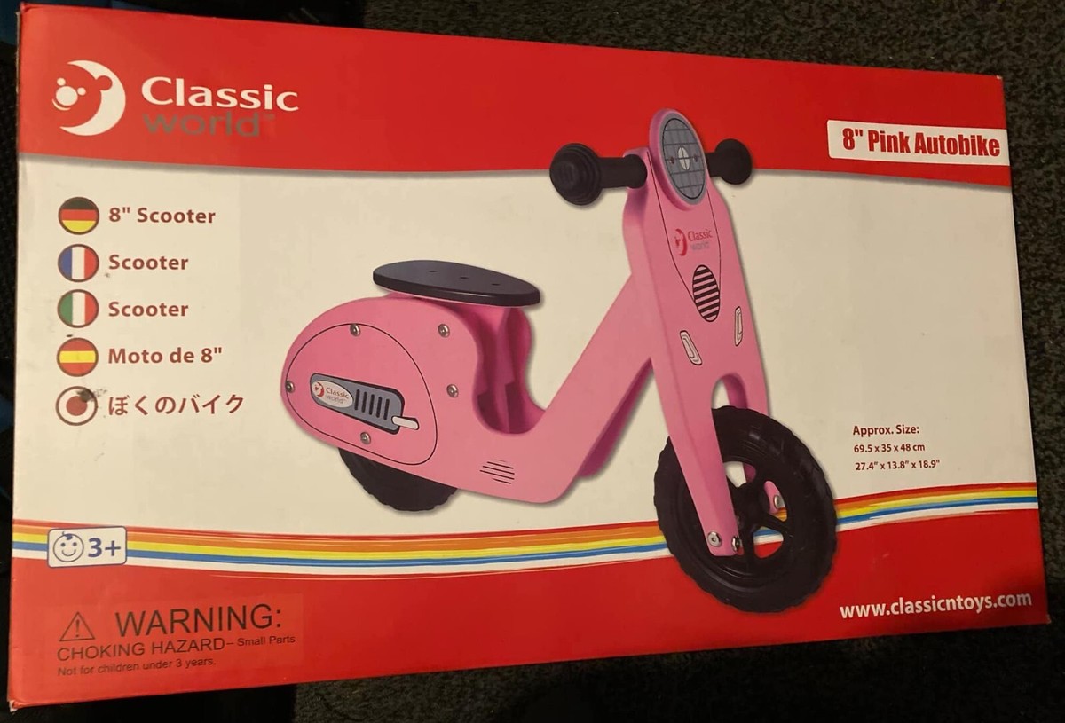 Classic Toys Wooden balance bike In A Pink Scooter Brand New UK