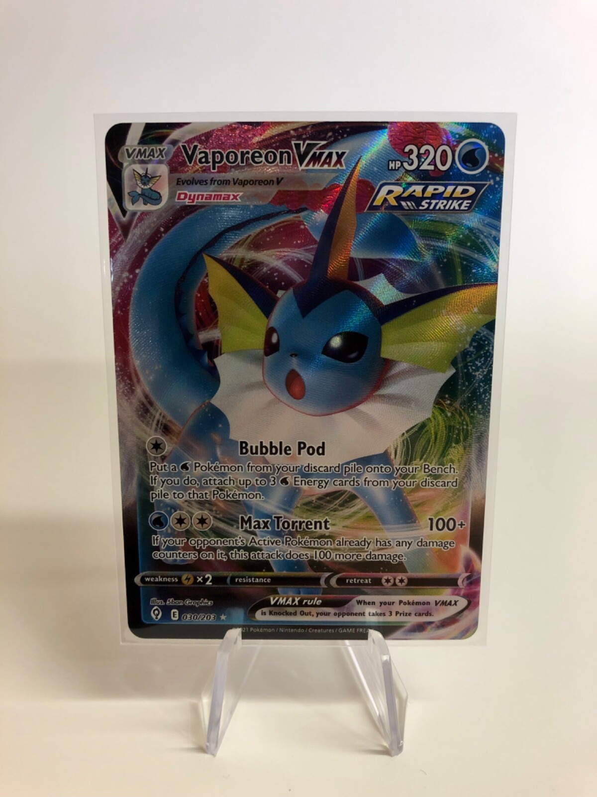 Pokémon TCG - Vaporeon Vmax 030/203 - Evolving Skies - Ultra Rare - NM/M