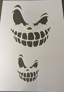  Scary  Face Halloween Mylar Reusable Stencil Airbrush  